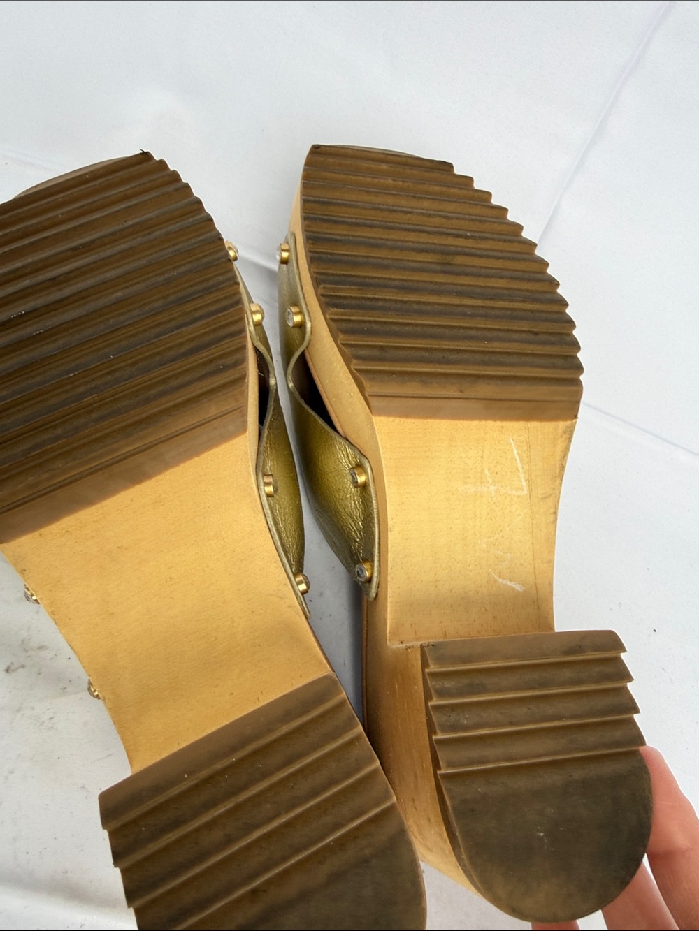 Dr. Scholl's Metallic Gold Leather Clogs with Buckle - Picture 7 of 7